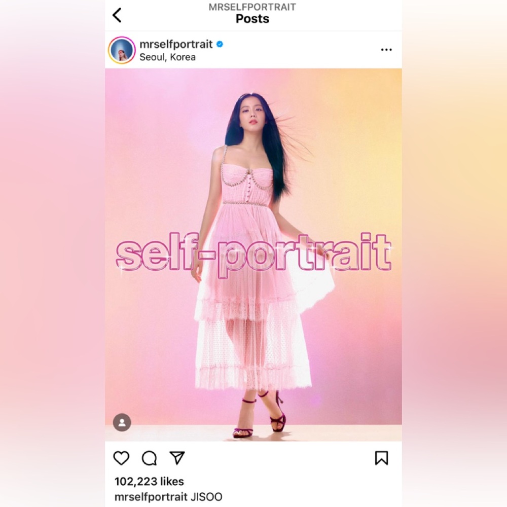 Self Portrait PINK DOT MESH TIER MIDI DRESS